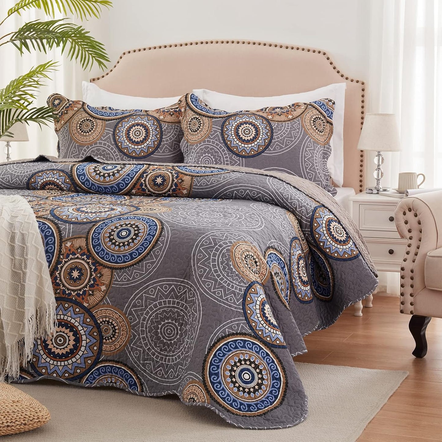 3 Pieces Full/Queen Size Quilt Set for Luxurious Summer Comfort