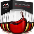 Unbreakable Stemless Plastic Wine Glasses - Shatterproof 16 oz Set