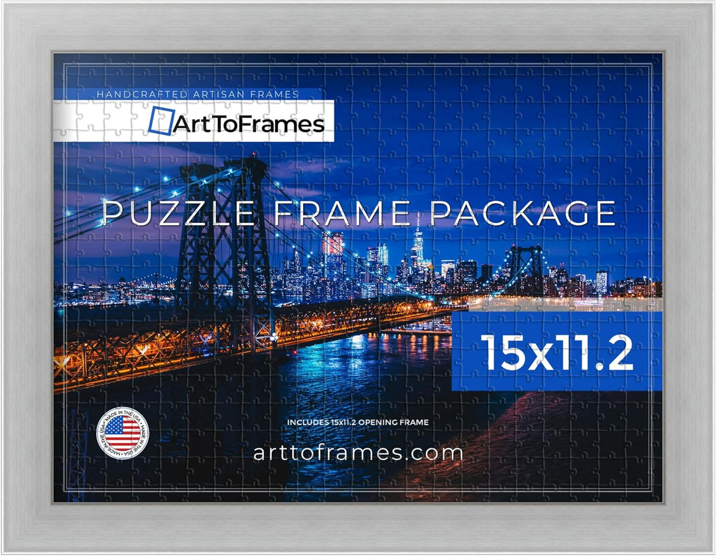 ArtToFrames 15x11.2 Inch Silver Frame for 100 Piece Puzzles