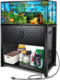 40 Gallon Tank Stand with Cabinet and Power Outlets - Heavy Duty Metal