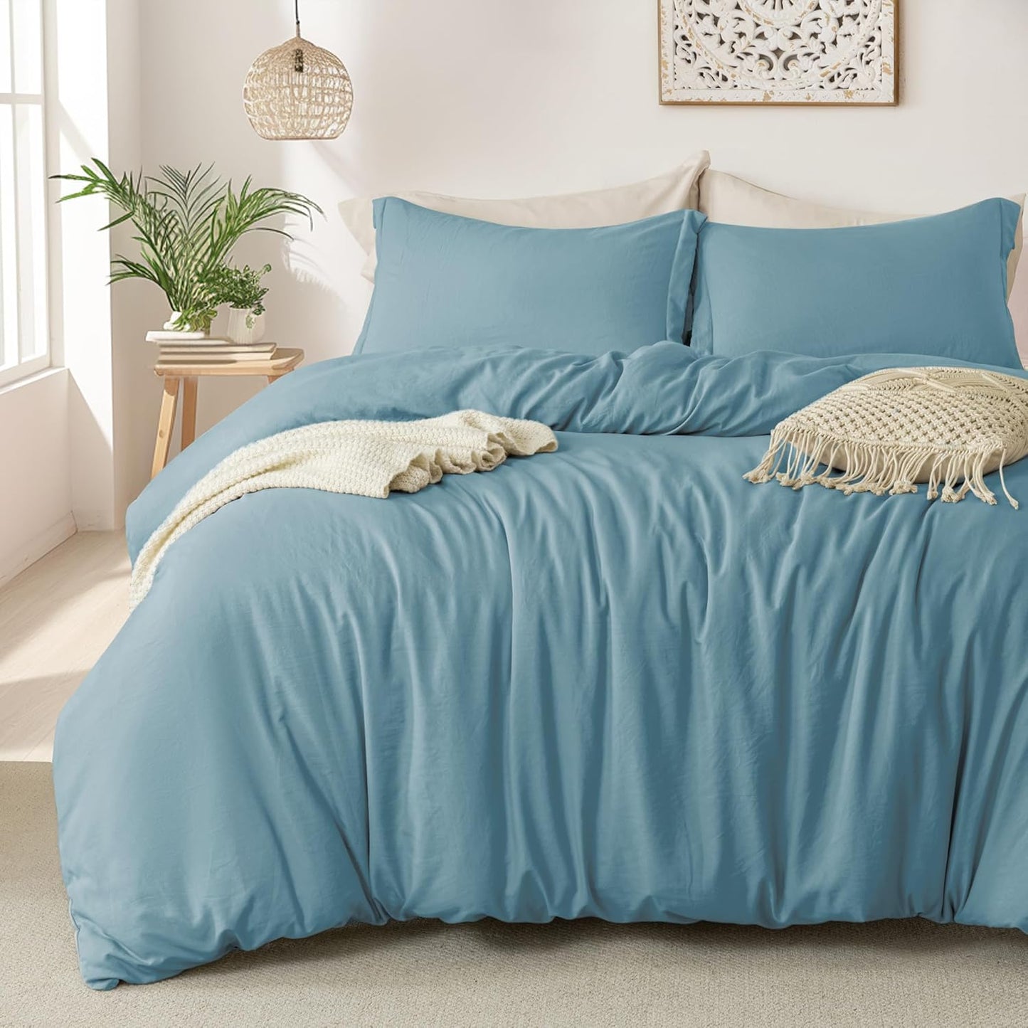 MILDLY Super Soft Duvet Cover Set - Cozy Grayish Blue Comforter