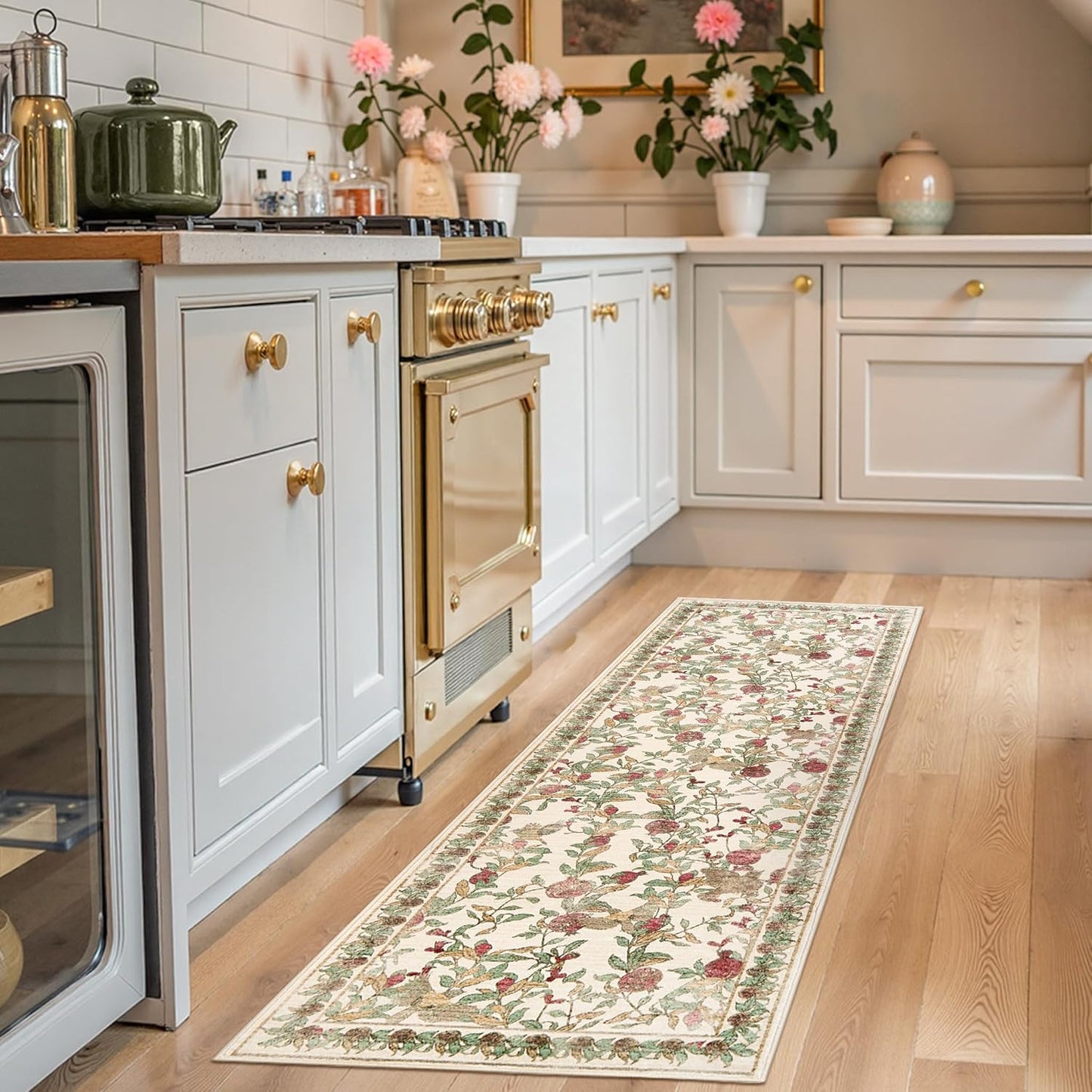 Vintage Floral Washable Runner Rug 2x6 for Hallway and Kitchen