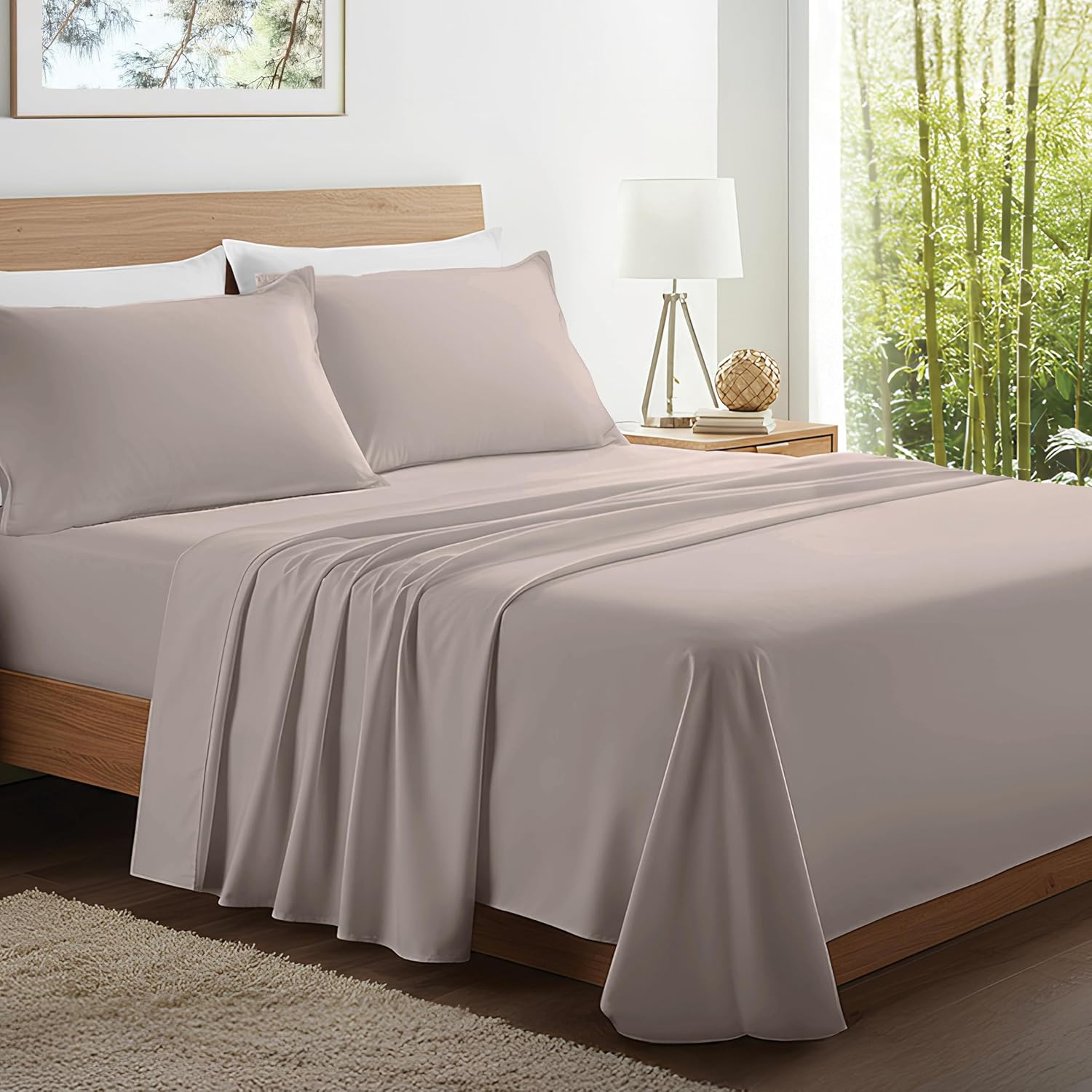 Kickoff Viscose Bamboo Sheets Full Size Set for Hot Sleepers