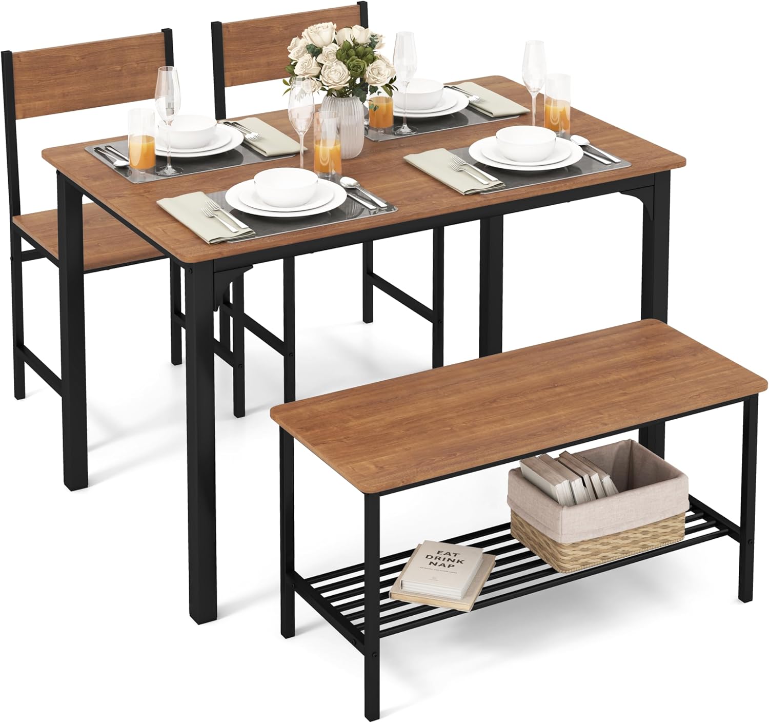 Tangkula Dining Table Set for 4, Space-Saving Design and Style