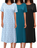 Long Nightgowns for Women 3 Pack - Soft Full Length Sleepwear Women's