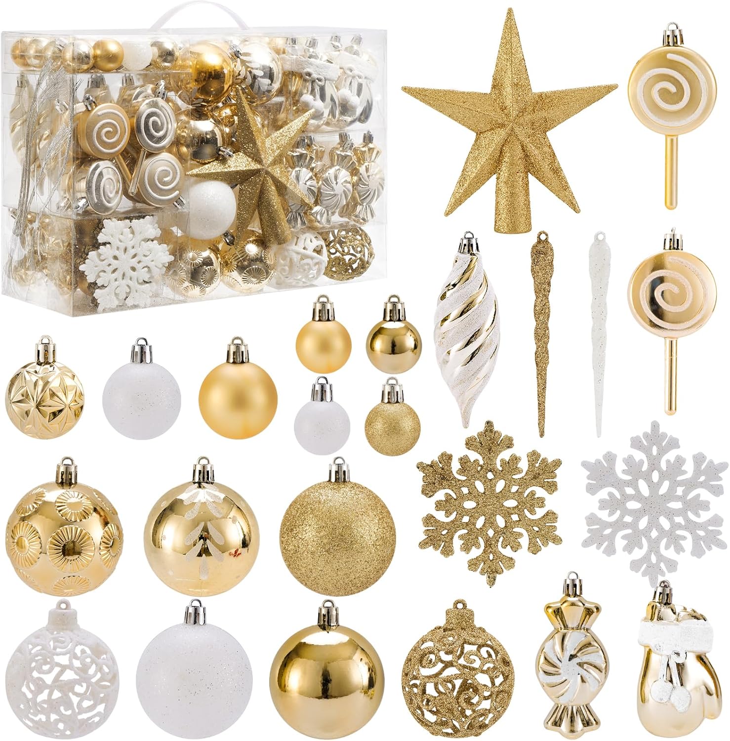 130 Pcs Golden Christmas Ball Ornaments for Tree Decoration