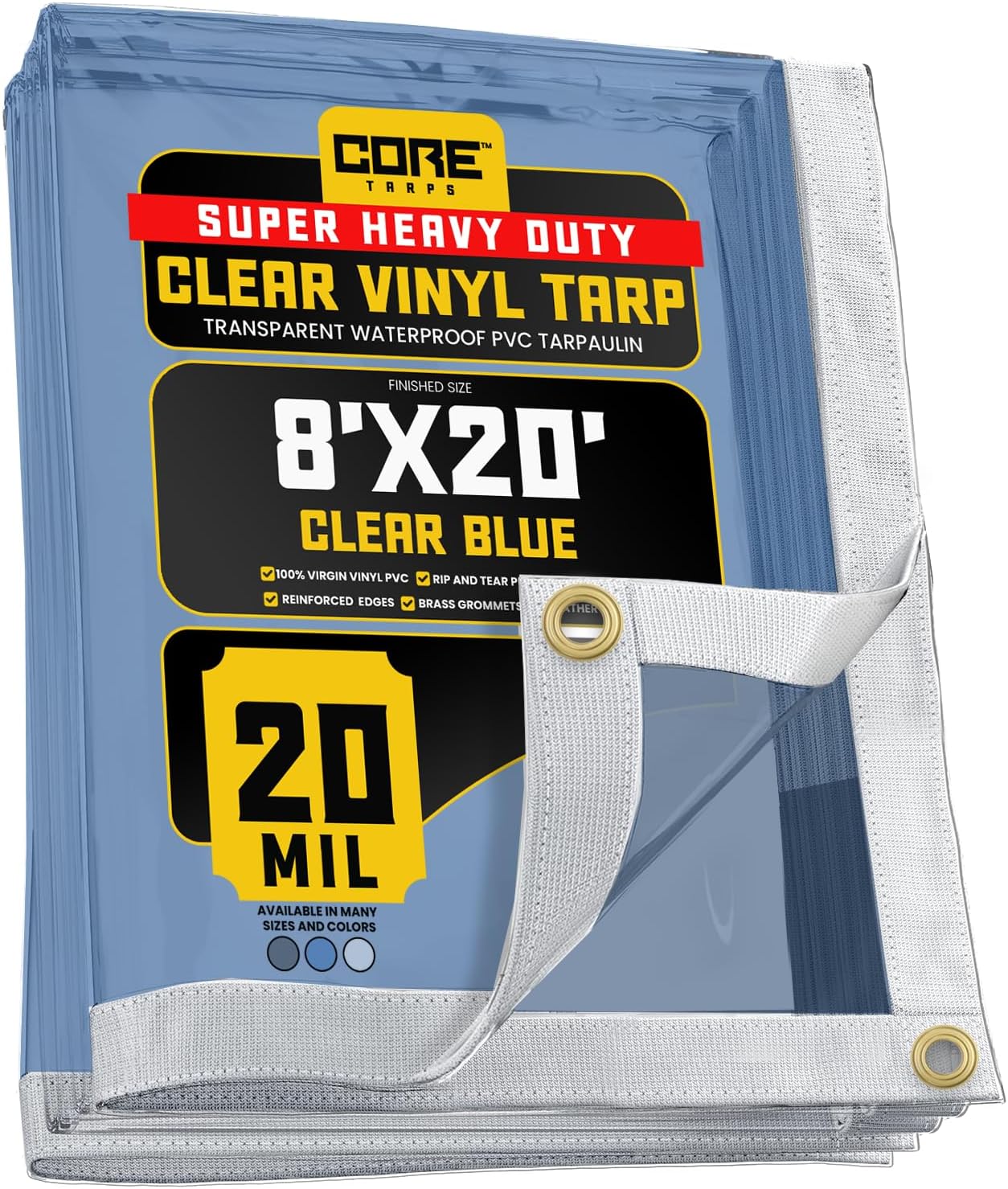 Core Tarps 20 Mil Heavy Duty Clear Tarp for All Weather Use
