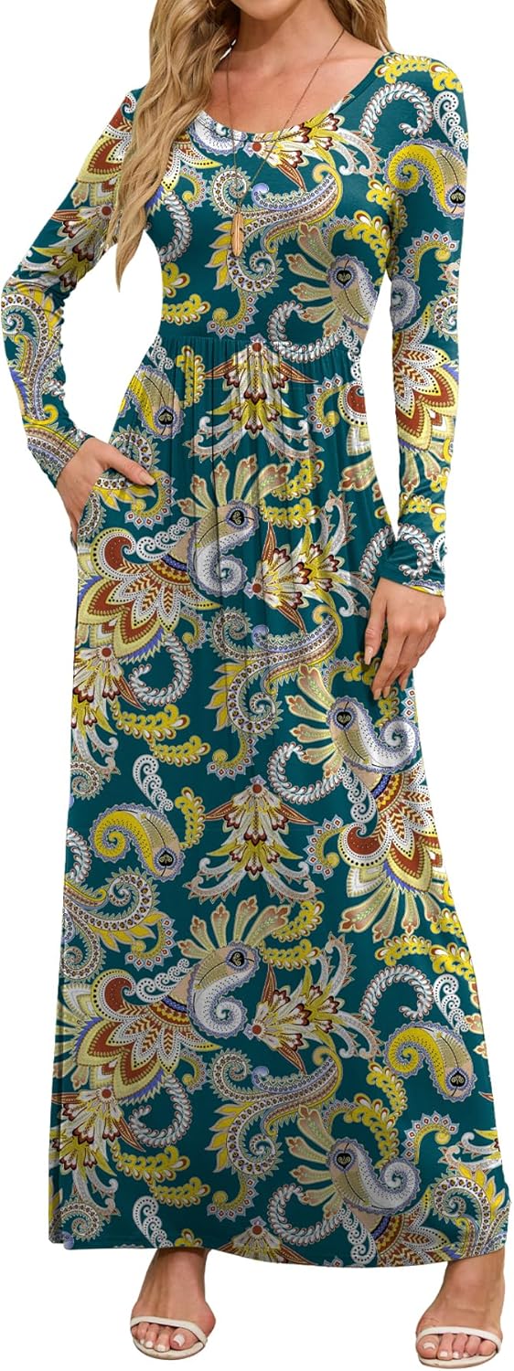 DEARCASE Women's Maxi Dress with Pockets for Casual Elegance
