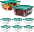 Lallisa 8 Pcs 2 Quart Clear Square Food Storage Containers - Stackable