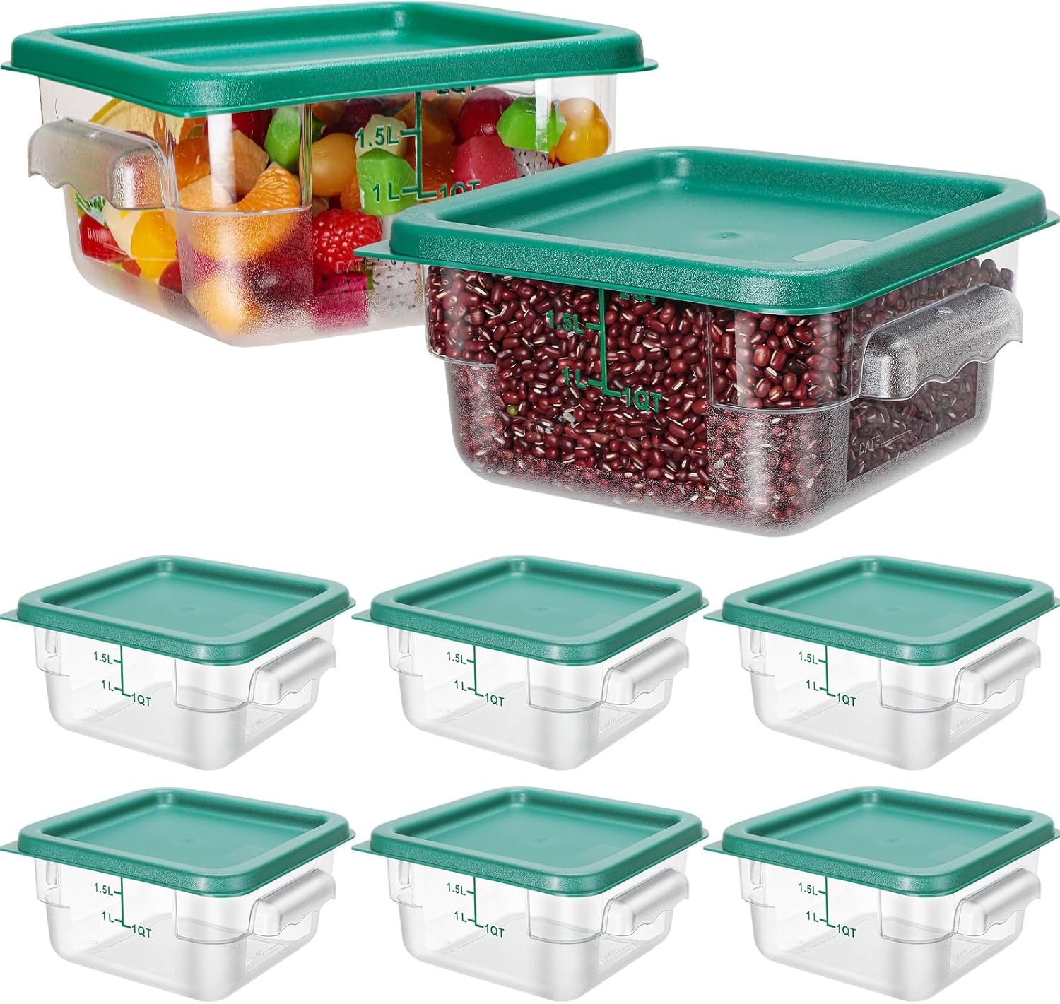 Lallisa 8 Pcs 2 Quart Food Storage Containers with Lids Clear