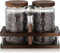 Glass Coffee Grounds Container with Shelf - 2 x 34 oz Airtight Jars