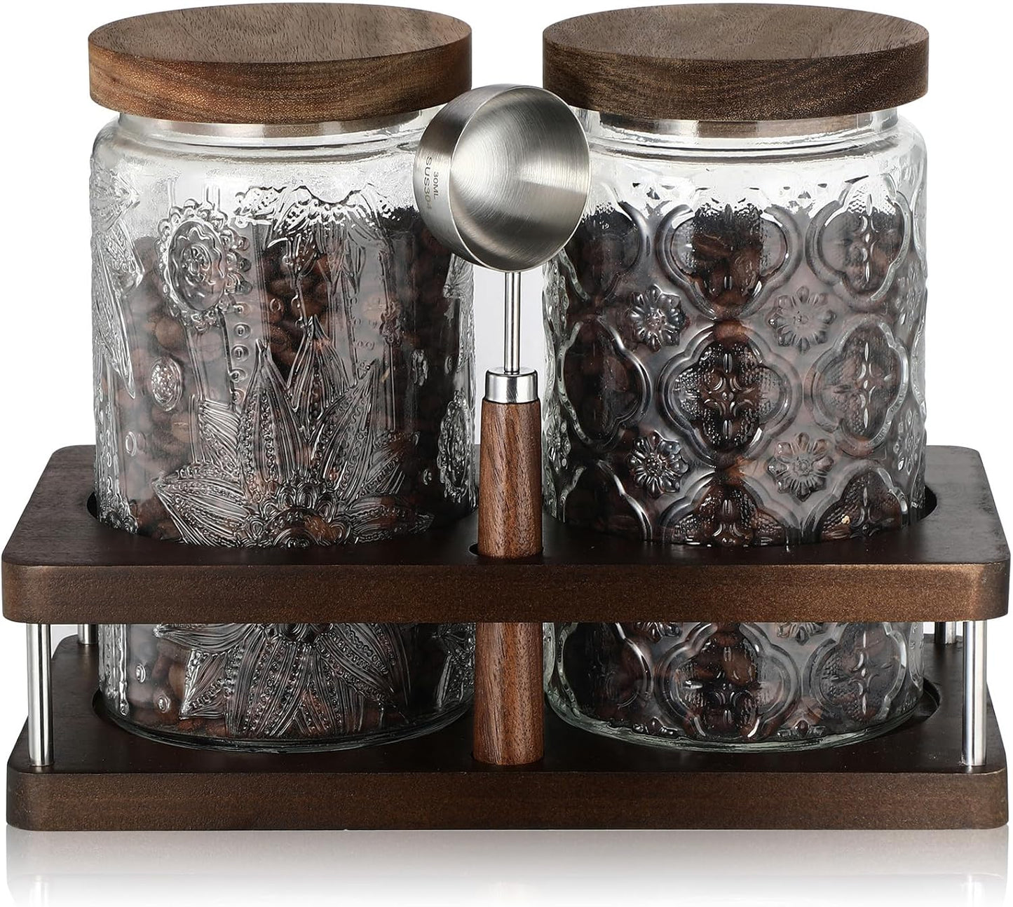 Suclain Glass Coffee Grounds Container Set for Kitchen Storage