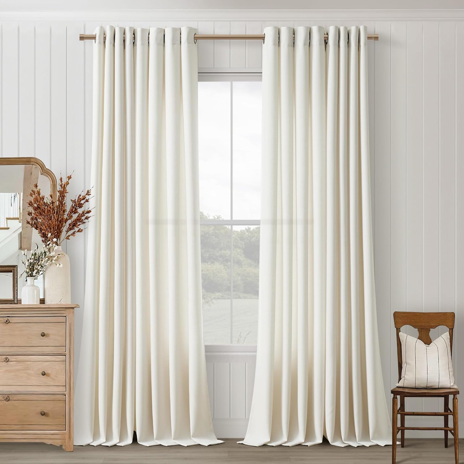 Living Room Curtains 112 Inch Length Grommet Ring Top Set