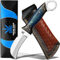 Handmade StainlessSteel Linemans Hawkbill Knife with Leather Sheath