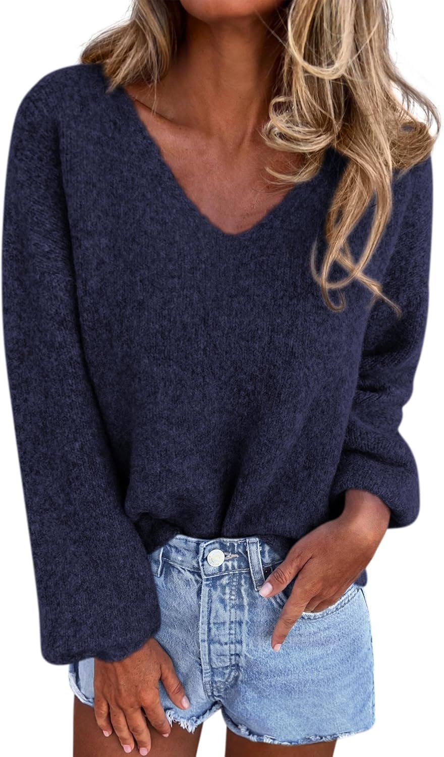 KIRUNDO Oversized V Neck Sweaters for Women Fall 2025 Trendy