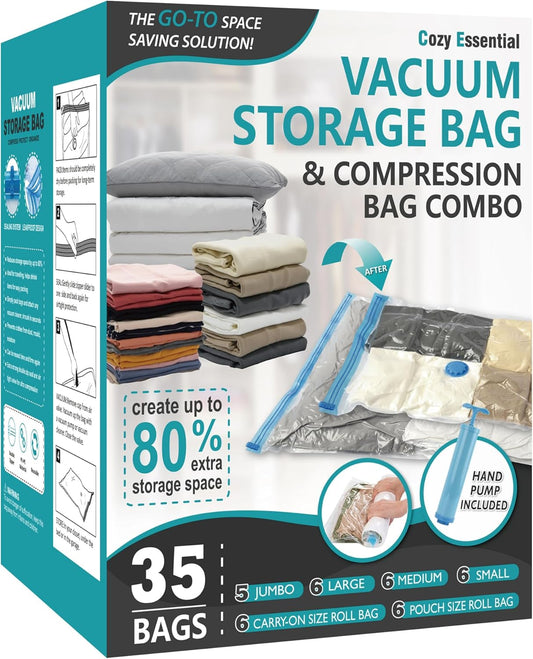 35 Pack Space Saver Bags for Comforters and Clothes Storage