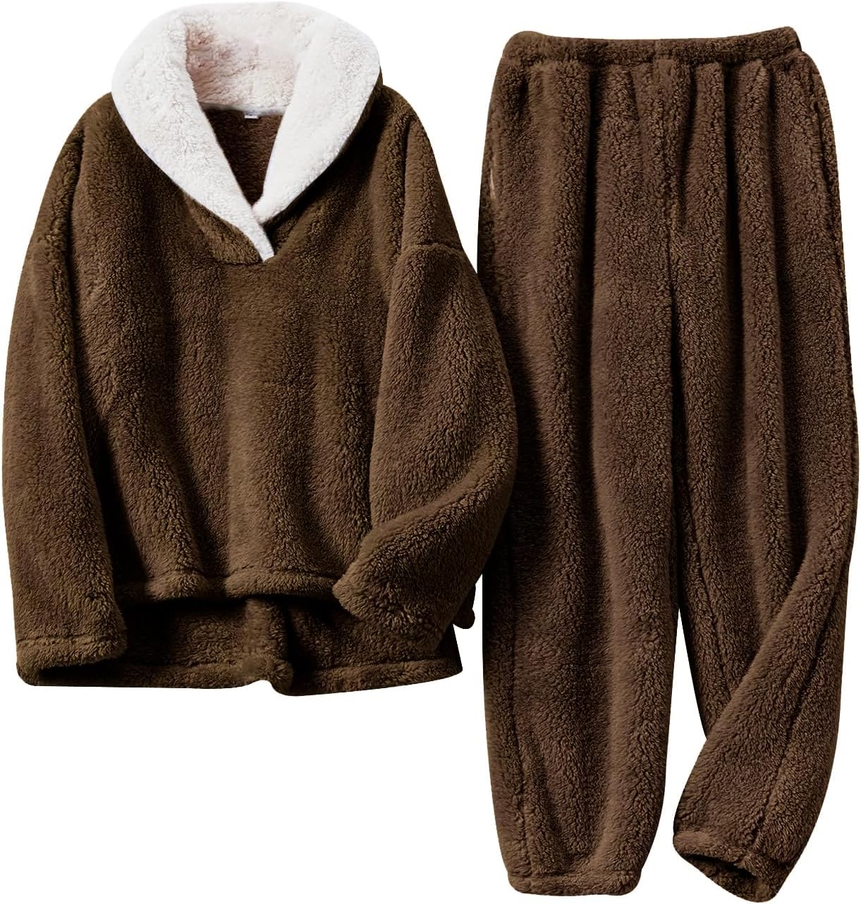 Arssm Mens Fluffy Pajamas Set for Cozy Winter Loungewear