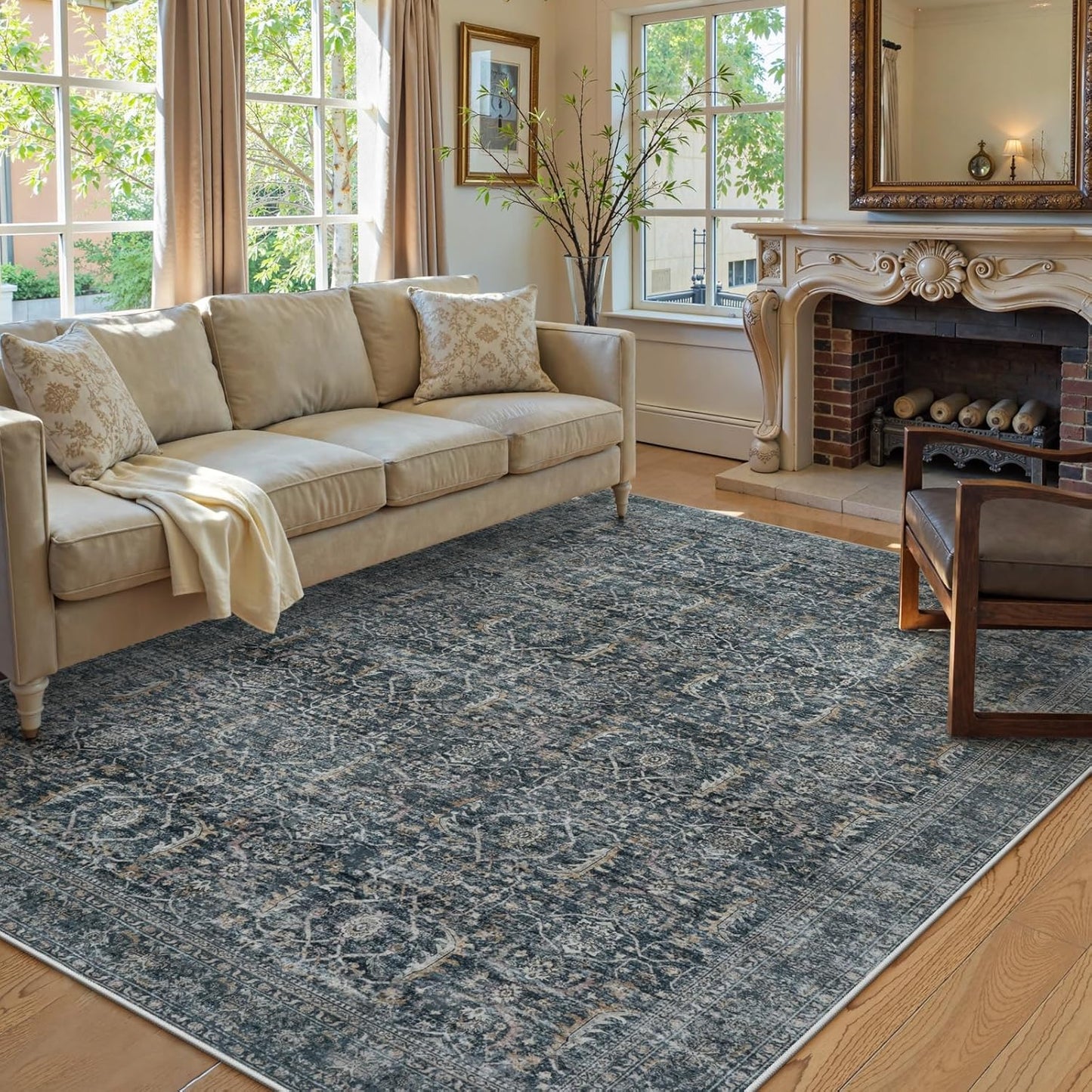 Collive Washable Area Rug 6x9 for Living Room and Bedroom