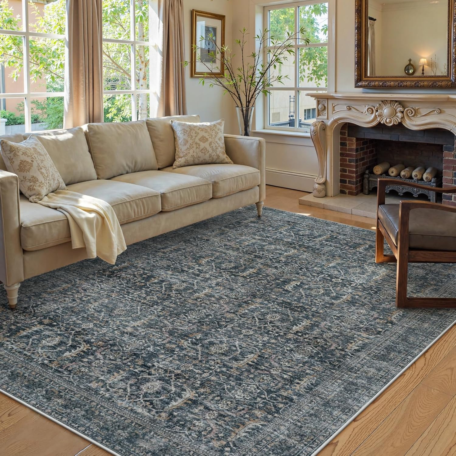 Collive Washable Area Rug 6x9 for Living Room and Bedroom
