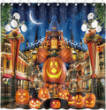 Halloween Shower Curtain for Bathroom Kids Cartoon Pumpkin Wizard Hat