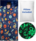 Kids Sleeping Bag for Boys & Girls - Glow in The Dark Space Design