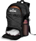 Spalding Basketball Backpack - Black Sports Bag with Ball Compartment