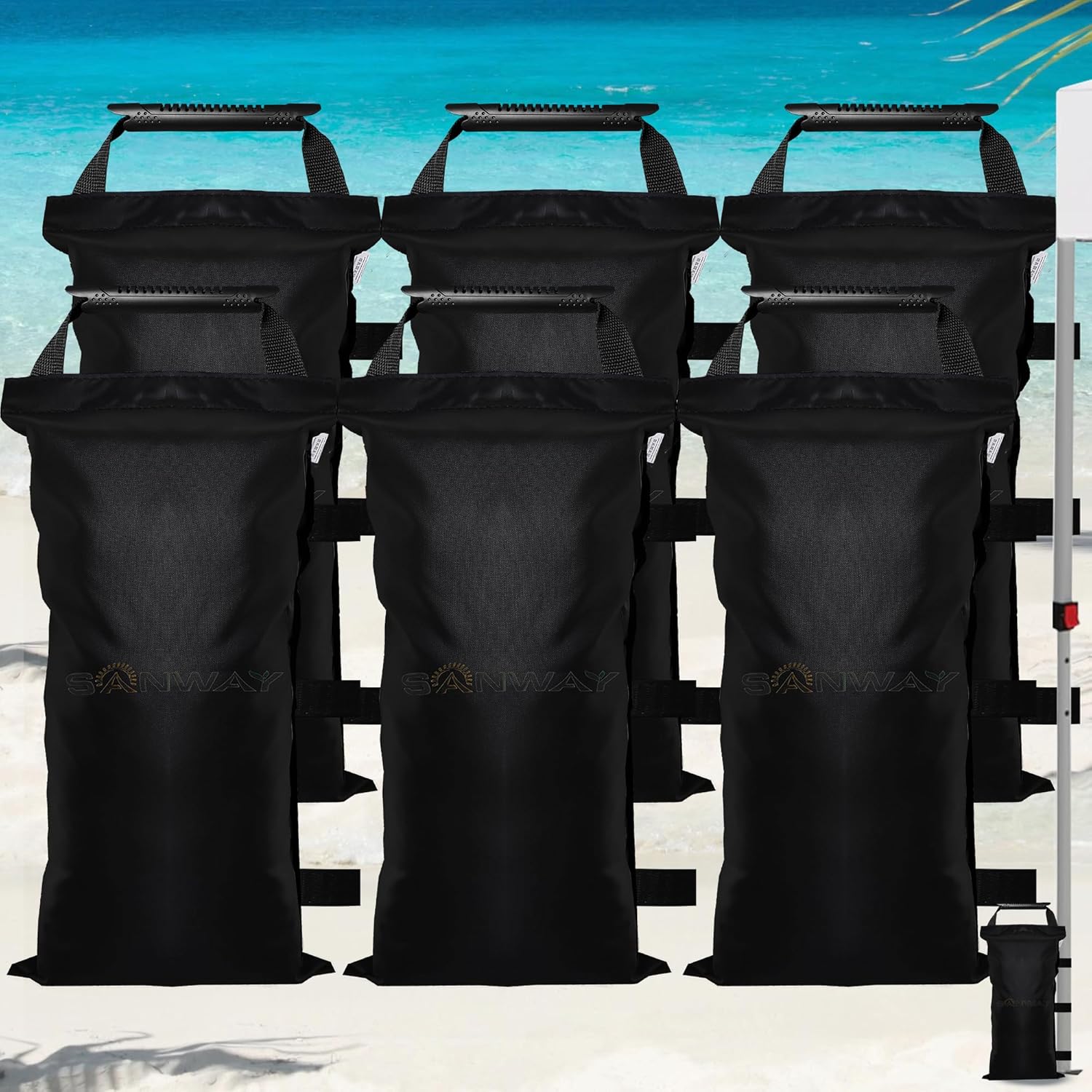 6 Pack SANWAY Sand Bags for Canopy Weights - Durable & Portable
