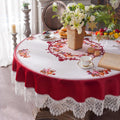 Round Tablecloth Lace Macrame Embroidered 90ft Round - Rustic