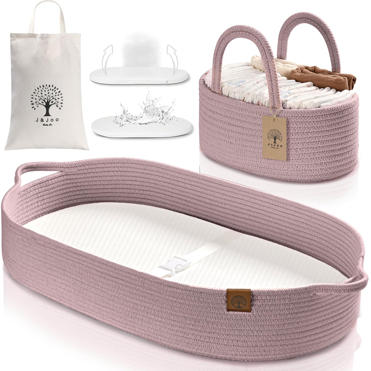Baby Changing Basket with Diaper Caddy - Portable & Stylish