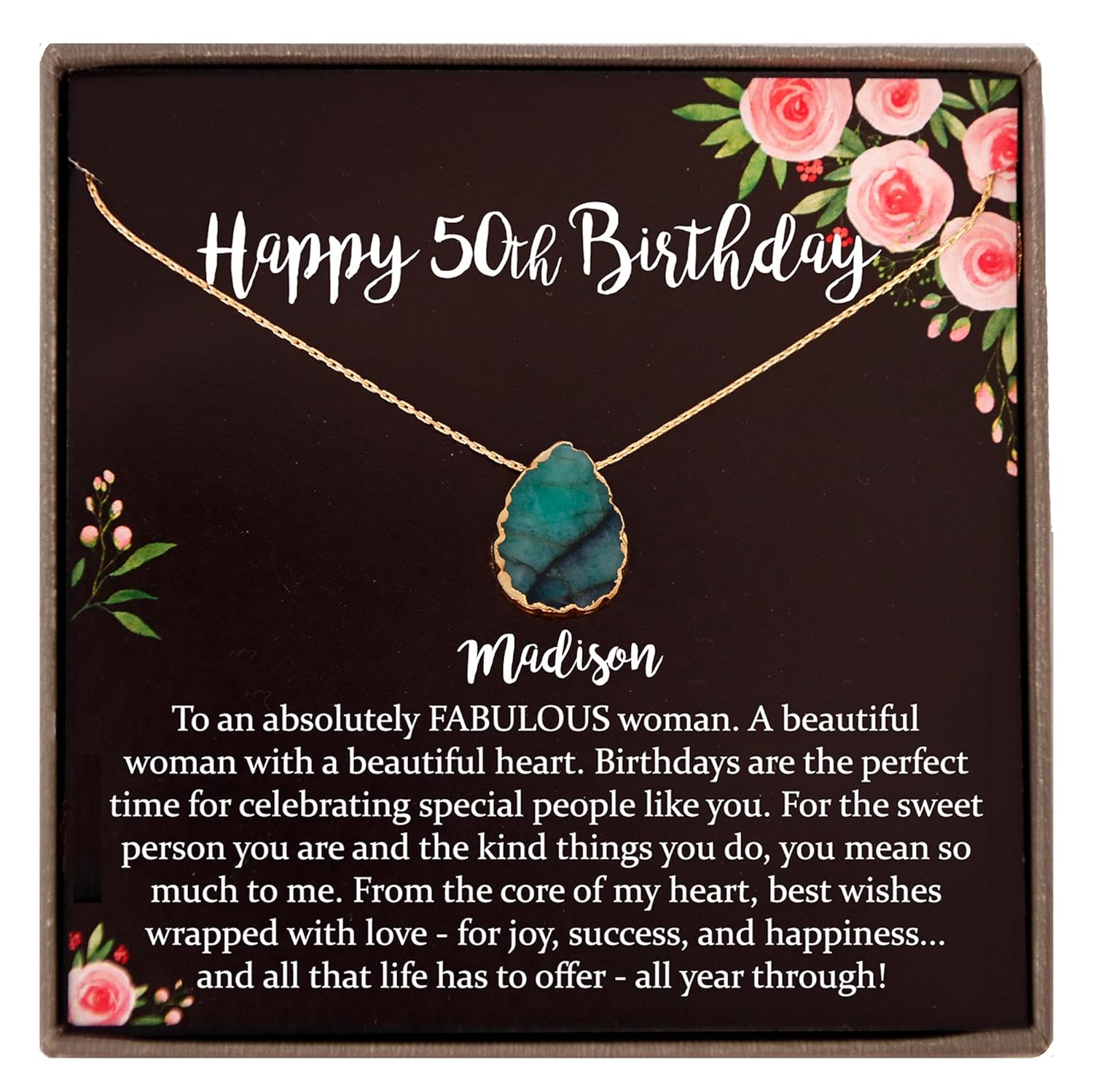 Personalized 50th Birthday Gifts for Women - 14K Gold Necklace