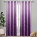 Royal Purple Ombre Blackout Curtains 52 x 84 in Pair - Damask Thermal