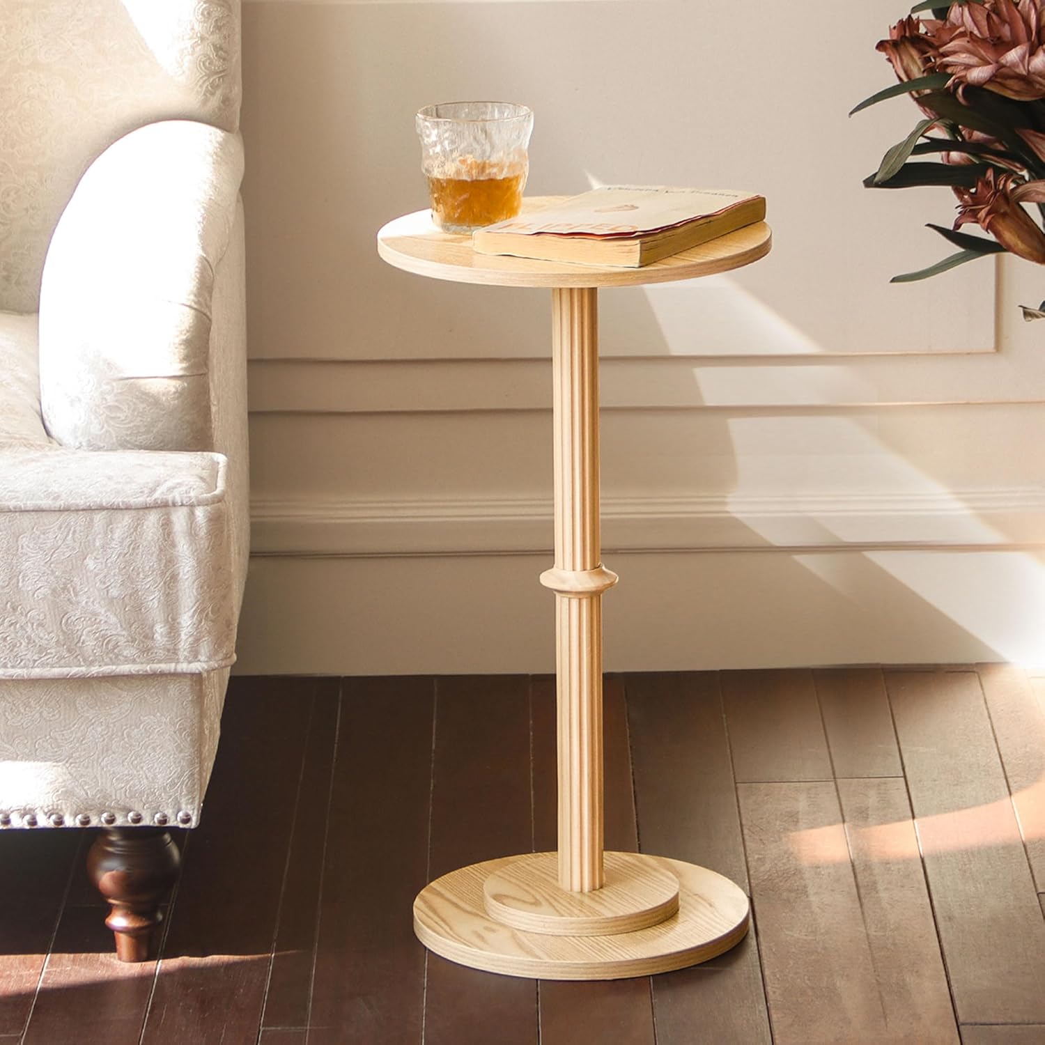 MaxSmeo Drink Table: Modern Round End Table for Small Spaces