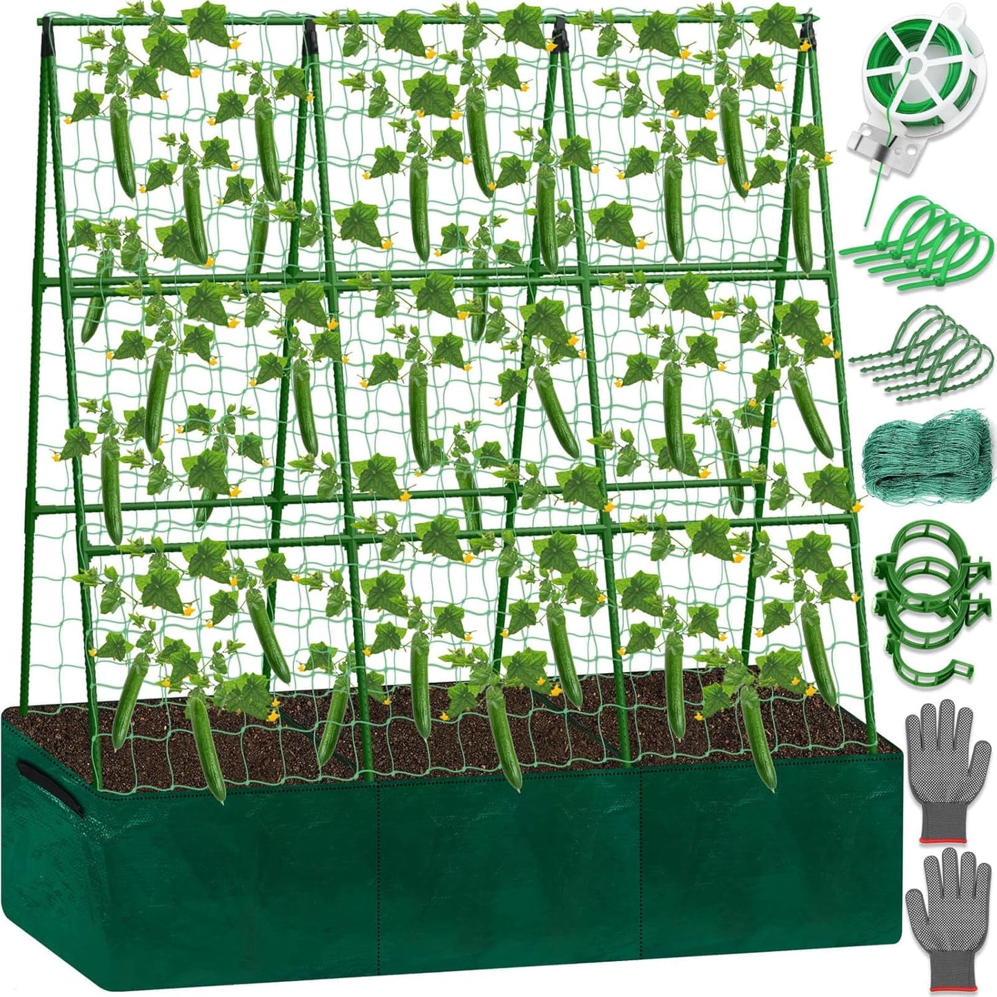 Cucumber Trellis for Garden with A-Frame Design and Support Clips