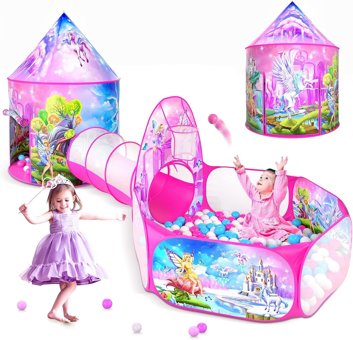 Unicorn 3-in-1 Play Tent Set for Kids - Indoor & Outdoor Fun!