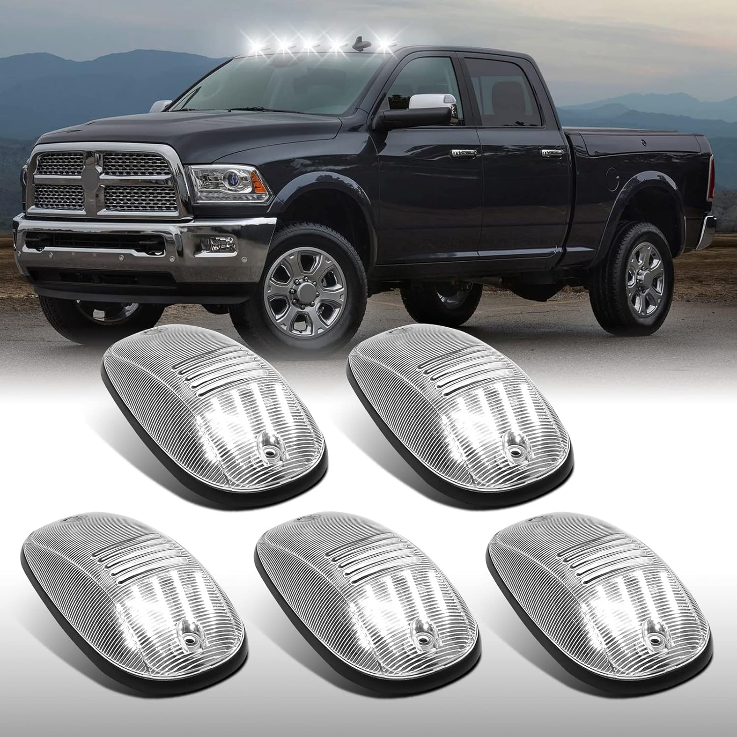 5PCS LED Cab Roof Lights for 2003-2018 Ram Trucks - Bright & Durable