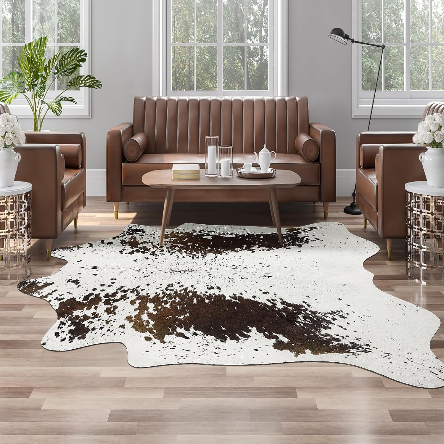 Faux Cow Print Rug Large 67.2 Feet for Living Room Decor