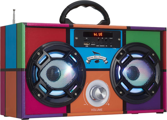 Mini Boombox with LED Speakers - Retro Bluetooth Speaker Fun