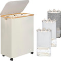 Large Laundry Basket with Wheels and Lid - 160L Collapsible Hamper