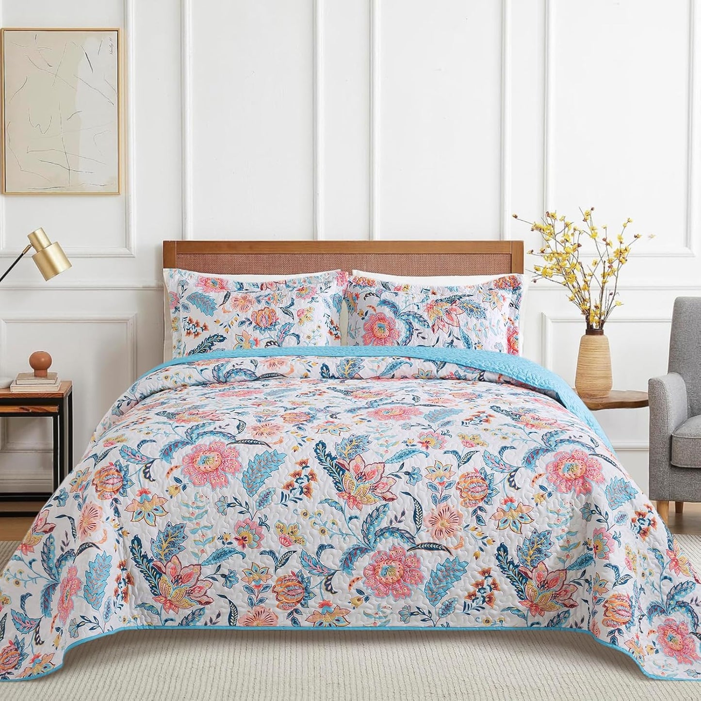 Garden King Size Bedspread Quilt Set for Cozy Bedrooms