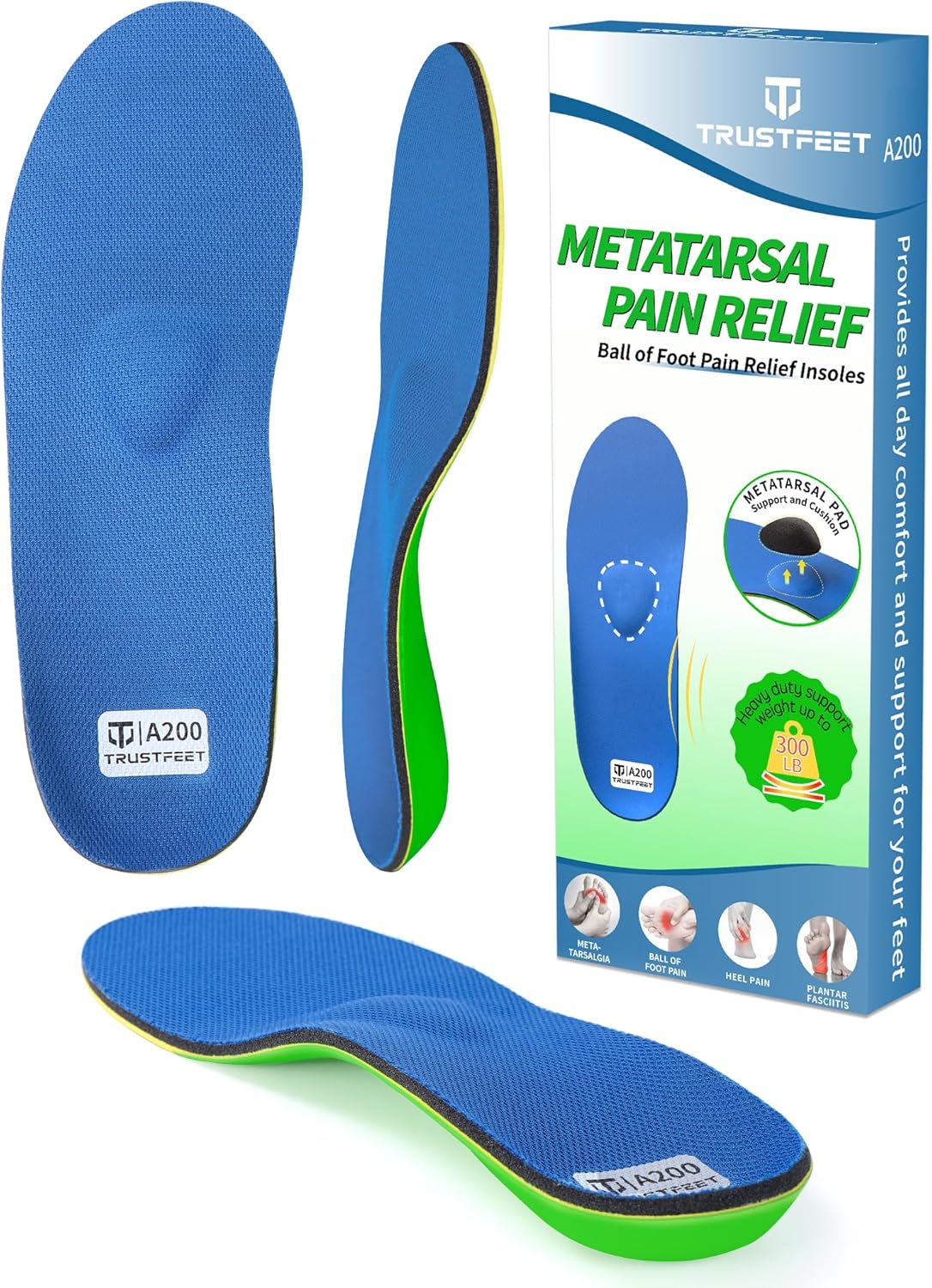 Heavy Duty Support Insoles for Metatarsal Pain Relief and Comfort
