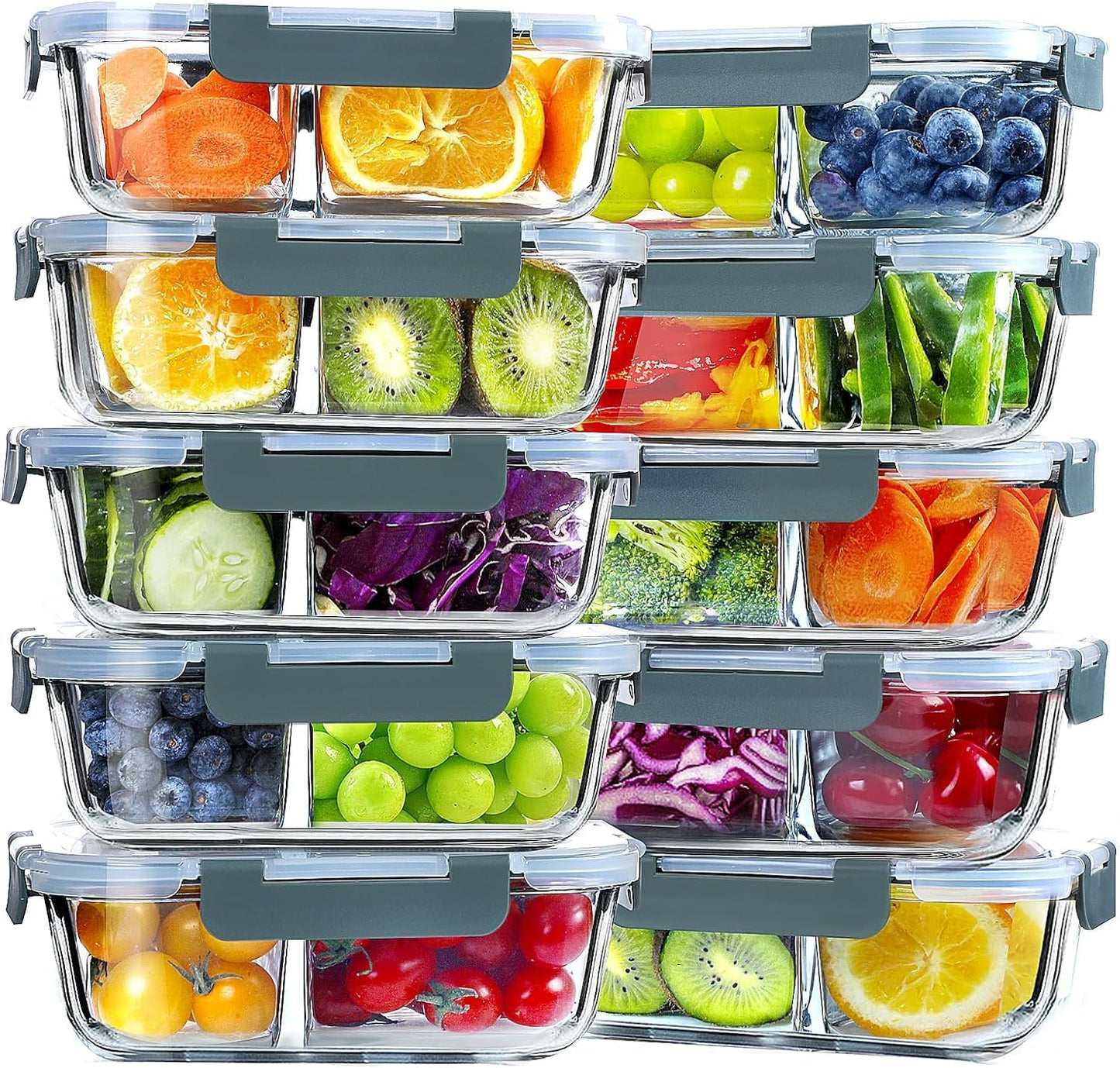 VERONES 10 Pack Glass Meal Prep Containers for Easy Storage