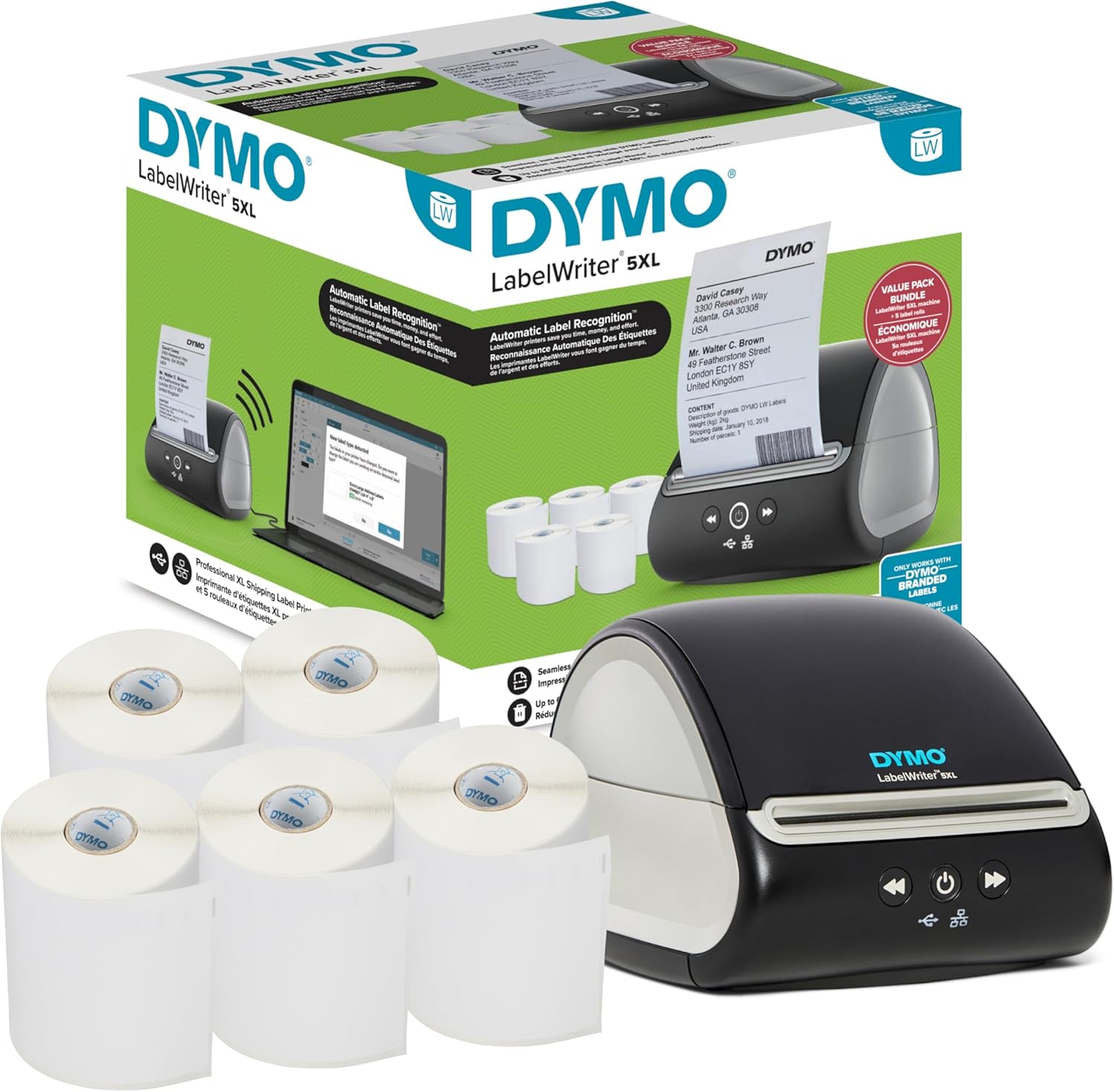 DYMO LabelWriter 5XL - Print Extra-Wide Shipping Labels Effortlessly
