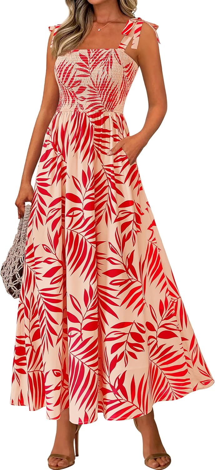 PRETTYGARDEN Womens Summer Dresses Floral Sleeveless Maxi Dress