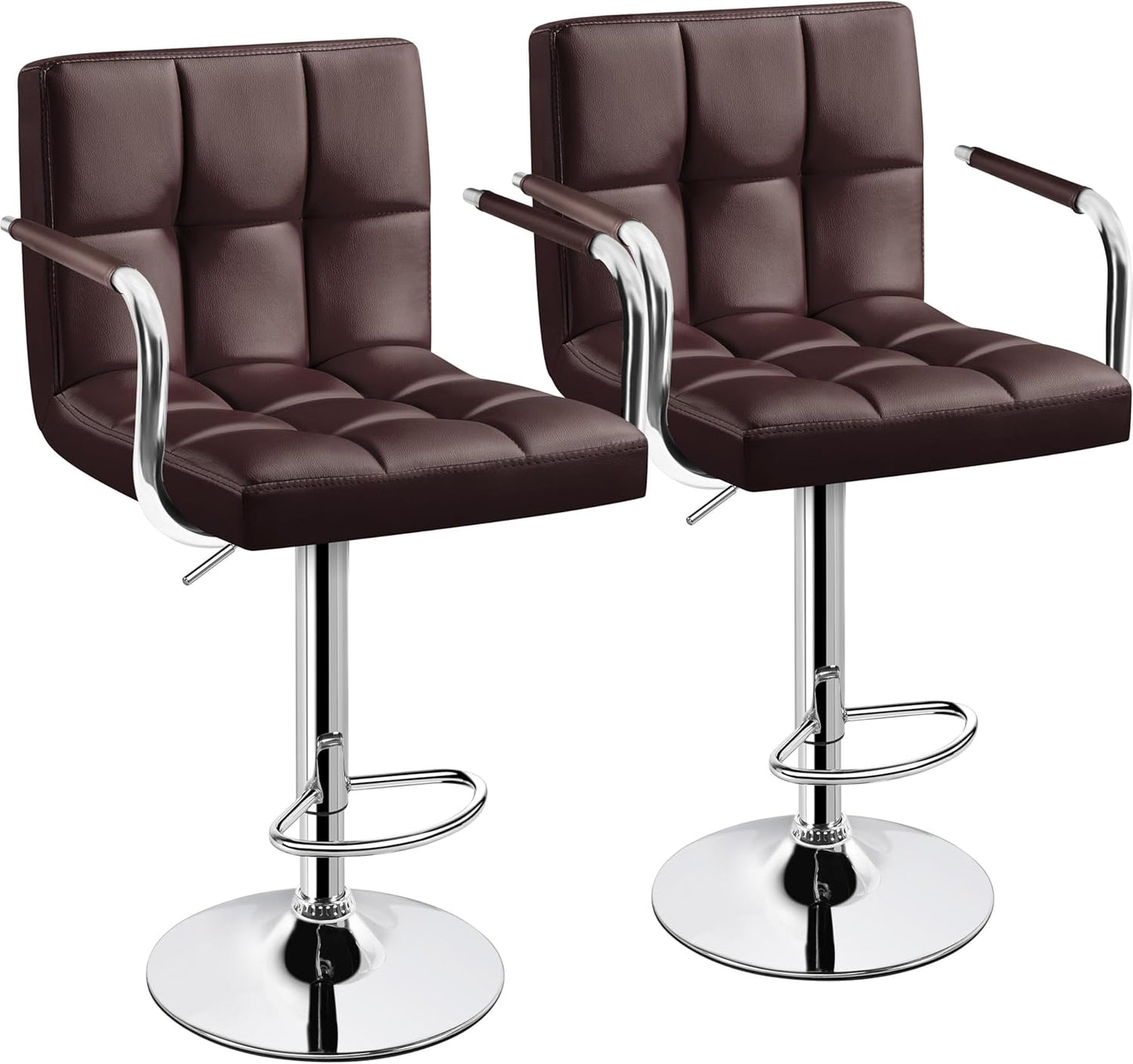 Yaheetech Tall Bar Stools Set of 2 Adjustable PU Leather Chairs