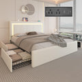 Queen Size Bed Frame with 4 Storage Drawers and LED Lights - Smart