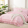 Andency Pink Ruffle Comforter Full Set - Soft Lightweight Elegance