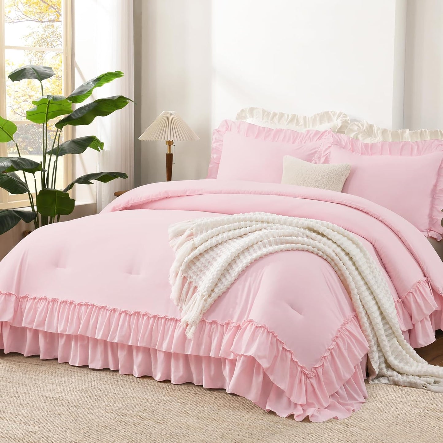 Andency Super King Plus Ruffle Comforter Set for Cozy Bedrooms