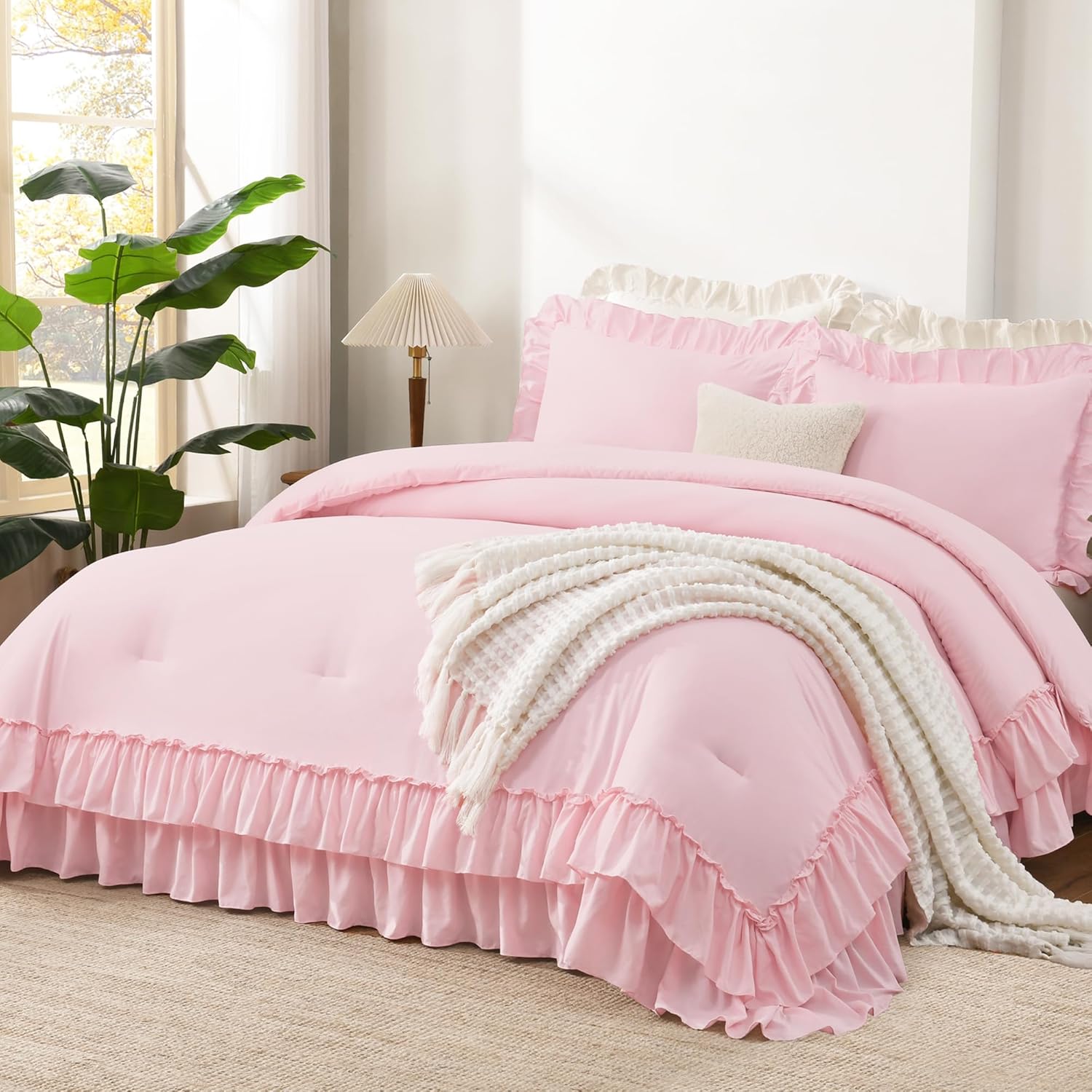 Andency Super King Plus Ruffle Comforter Set for Cozy Bedrooms