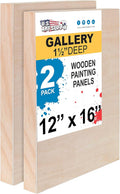 U.S. Art Supply Unfinished Cradled Wood Panels 12x16 in - Sturdy