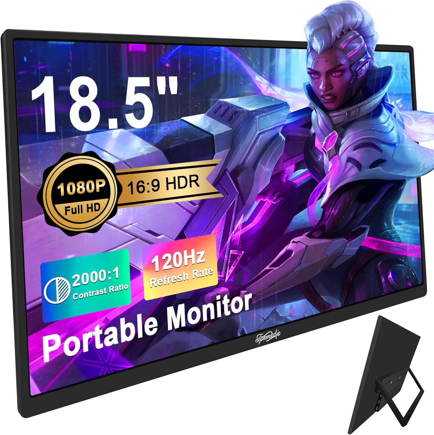 18.5inch Portable Monitor for Gaming and Work with Dual Speakers